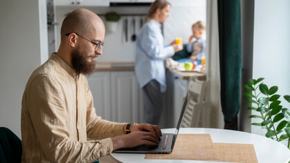 Employees have flexibility in where they work, but still maintain some in-person collaboration