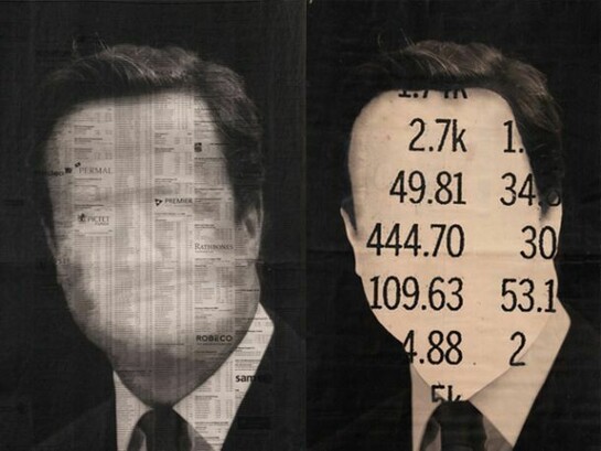 kennardphillipps, Study of a Head XIV, 2013, pigment ink on newspaper, framed in bespoke hand made black box frame, 36 x 68 cm (unframed), Edition of 23. Study of a Head VIII, 2013, pigment ink on newspaper, framed in bespoke hand made black box frame, 36 x 68 cm, Edition of 23