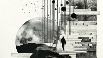 Amid the collapse of order and meaning, the solitary soul ascends in search of a higher purpose