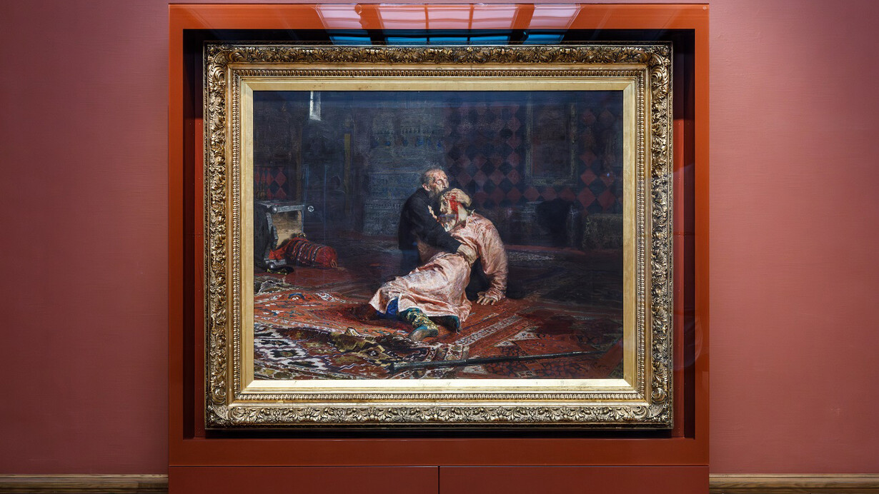 Ivan the terrible and his son Ivan. Return, exhibition view. Courtesy of Tretyakov Gallery