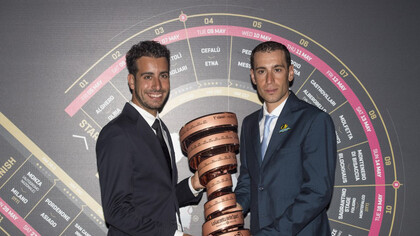 Fabio Aru e Vincenzo Nibali alla presentazione del 100° Giro d'Italia