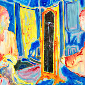 Xi Zhang,
Double Reflection Part II (detail), 2022-2023.
Acrylic on canvas,
60 x 72 in (152.4 x 182.9 cm). Courtesy of the artist and Marc Straus Gallery