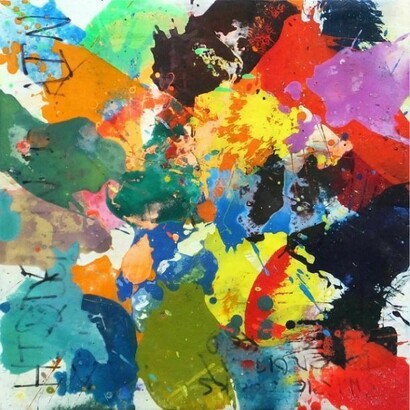 Dorothy Goode, Sharpie Looks for God #5 - 2014, Egg Tempera & Sharpie on Panel, 15 x 15 inches