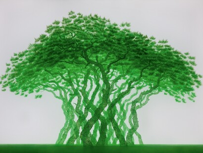 Son Bong Chae, Migrants, 2013, Oil on polycarbonate, LED, 84 x 124 cm - 33.1 x 48.8 in. Courtesy Opera Gallery