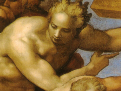 “El deseo de un ángel”… Ese deseo no pertenece únicamente a las figuras celestiales que recorren la Capilla Sixtina; simboliza la aspiración del ser humano a reencontrarse con lo divino en un tiempo dominado por la duda y el conflicto. Michelangelo. "El Juicio Final",detalle. Fecha 1536 a 1541. Fresco, Capilla Sixtina; Roma, Italia