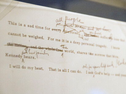 November 22, 1963, Exhibition view. Courtesy of LBJ Presidential Library