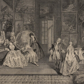 Pierre-Alexandre Aveline, L’enseigne de Gersaint [Gersaint’s shopsign], 1732. Courtesy of Blanton Museum