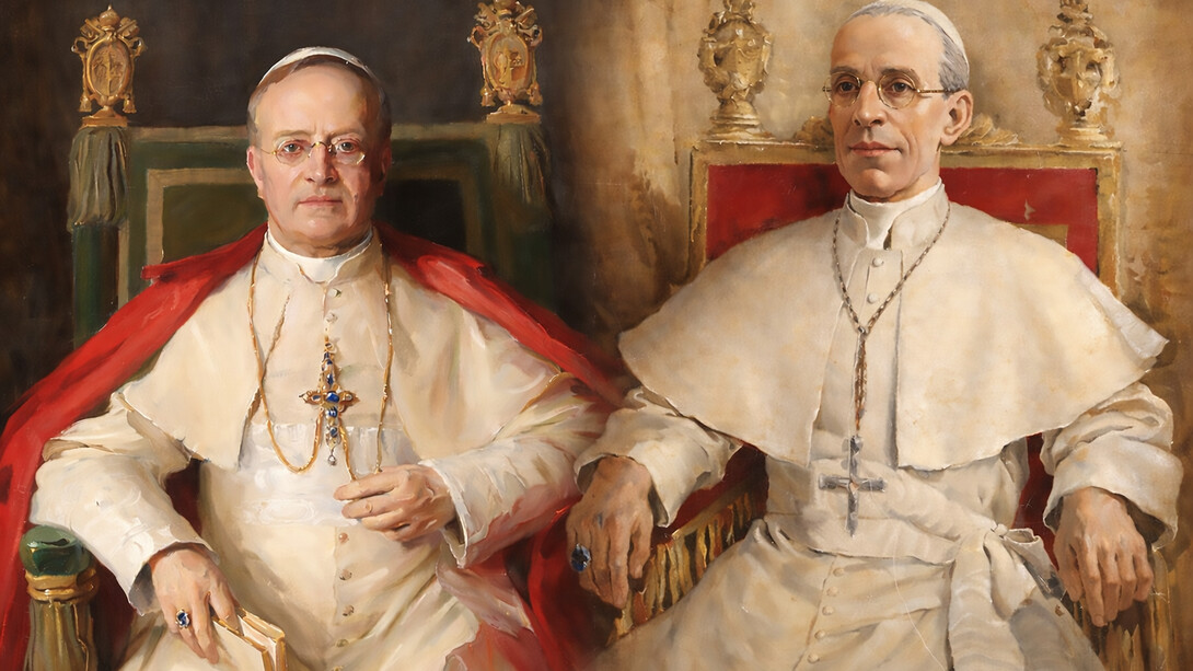 Pope Pius XI (left) and Pope Pius XII (right): two successive pontificates confronting the rise of Nazi racial ideology, marked by moral denunciation on one side and cautious restraint on the other