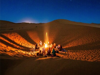 Fire in Sahara desert, Morocco