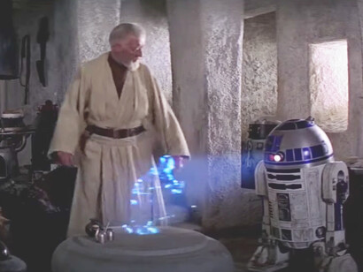 En Star Wars: A New Hope, la escena en la que la princesa Leia envía un mensaje holográfico marcó un hito en la representación de esta tecnología en la cultura popular