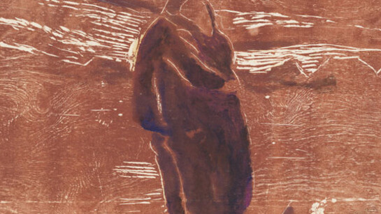 Edvard Munch, The Kiss in the Field, 1943, color woodcut touched with oil paint, National Gallery of Art, Washington, Gift of Ruth Cole Kainen, 2007.75.1