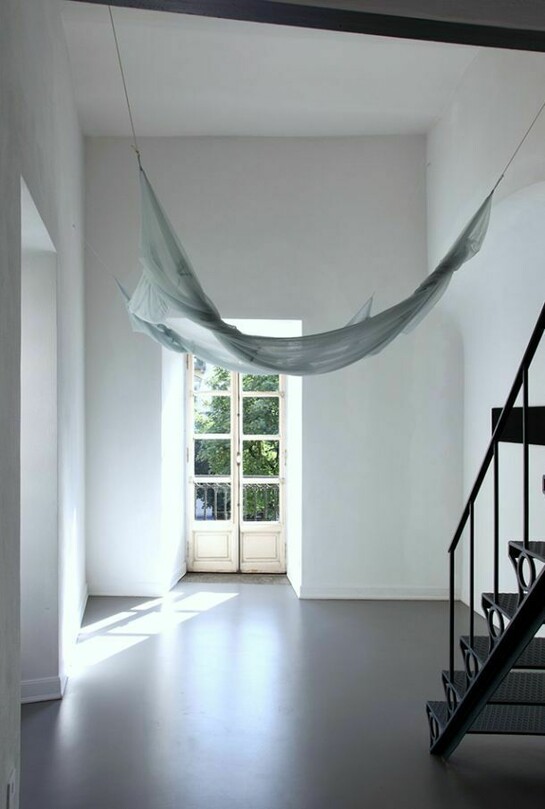 Phillip Lai Vanishing point, 2012, polyester tulle, overall approx 227 x 300 x 460 cm