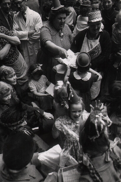 Ernst Haas, Queen’s Coronation Street Party, London, 1952. Vintage silver gelatin print. Estate stamp on print verso. 6.5 x 10 inches © Ernst Haas, courtesy Atlas Gallery
