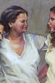 Mira Kliger. Naomi and her Daughters in Law. Oil on Canvas, 25x30 cm