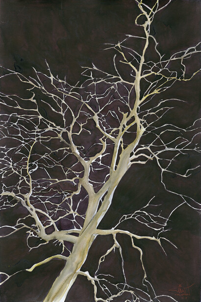Santiago Calatrava, The climbing tree, 2010, watercolor, 60 x 40 in © Santiago Calatrava, courtesy Marlborough Gallery, New York  