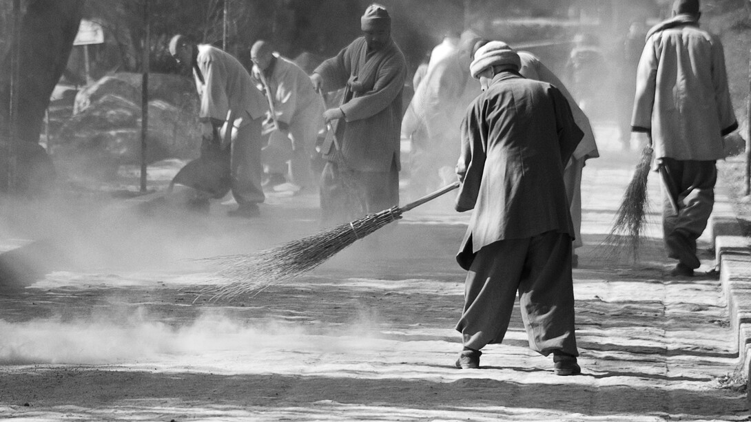 Spencer McCall, Sweeping Monks, Photograph on Fine Art Paper, 8" x 12"