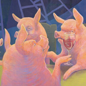 Ella Stouse, Pigs and ladders (detail), 2026. Courtesy of Mindy Solomon Gallery