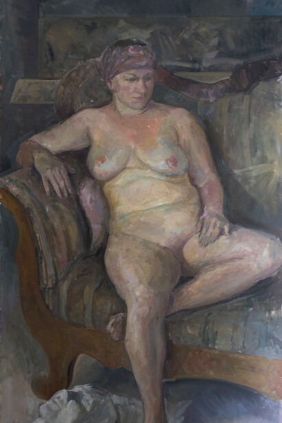 Iliya Mirochnik - Nude That Simple Physicality, Amy on the couch