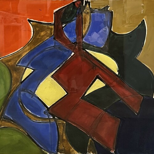 David Hayes, Study for Raptor, original gouache on paper, 22.25x24.25 in