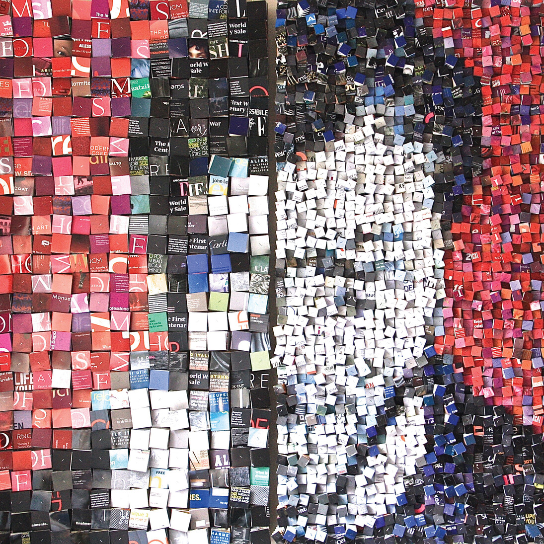 Paola Bazz, Double Face 6, Re-cycled paper and cardboard. 3D paper collage, 122 x 122 cm
