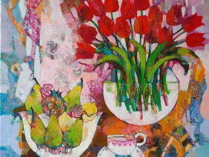 Still Life with Red Tulips
