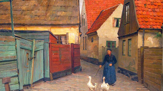 Axel Johansen (1872–1938). «Vista desde Dragør, Dinamarca». 1917, óleo sobre lienzo. Bruun-Rasmussen, Copenague, Dinamarca