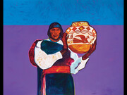 John Nieto, Mary from Acoma Pueblo, 1988, acrylic on canvas, 48x60 inches. Courtesy of LewAllen Gallery 