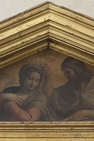 Cappella Bombasi, Innocenzo Sacconi, Incoronazione della Vergine, cimasa dell’ancona (foto Omar Kheiraoui)