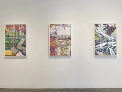 Stuart Robertson, Bend Di Young tree, exhibition view. Courtesy of Haines Gallery