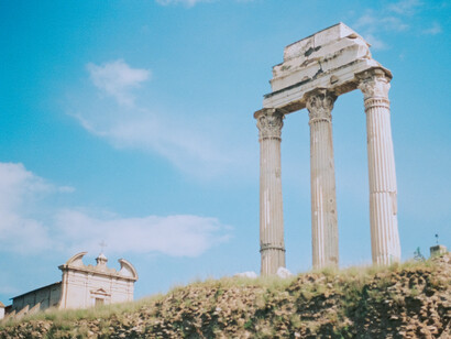 Templo de Cástor y Pólux y Monte Palatino, Foro Romano, Roma, Italia