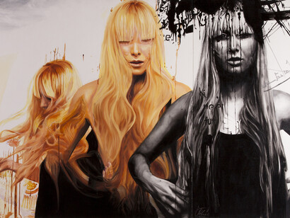 Afshin Pirhashemi, Untitled, 2014, Oil on canvas, 100 x 300 cm