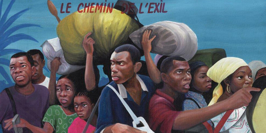 Chéri Chérin, „Le Chemin de l’Exil“, 2004, Oil on canvas, 57 x 93 cm, RMCA collection Tervuren