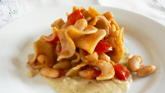 Trucciolotti di grano Saragolla con crema di cannellini 