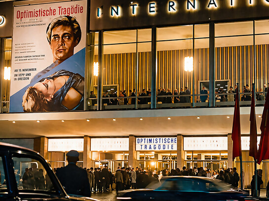 Kino International on Karl-Marx-Allee in Berlin, pictured at night. The cinema opened on November 15, 1963, with the screening of Optimistic Tragedy, which won a special prize at the Cannes Film Festival earlier that year, Germany