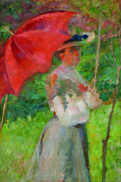 Matej Sternen, The red parasol, 1904. Mit freundlicher Genehmigung des Unteren Belvedere.