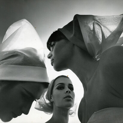 Gösta Peterson, Mademoiselle, January 1964, gelatin silver print; printed 1964 paper 16x20 inches, signed & annotated in pencil on verso. Copyright Estate of Gösta Peterson, Courtesy Deborah Bell Photographs, New York