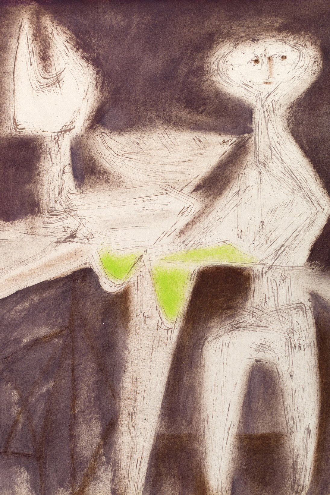 Jankel Adler, Girl with Still Life - In Commemoration of the Polish Dead III, 1947, gouache