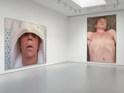 Installation view, Steven Shearer: Profaned Travelers, David Zwirner, New York, February 22–March 30, 2024.
Courtesy David Zwirner