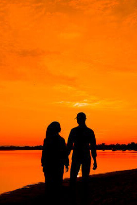 In the tranquil embrace of dusk, they wander, pondering the twists and turns of life's journey, seeking clarity amidst the fading light