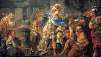 "Alessandor taglia il Nodo Gordiano", Jean-Simon Berthélemy, 1767, Louvre, Francia