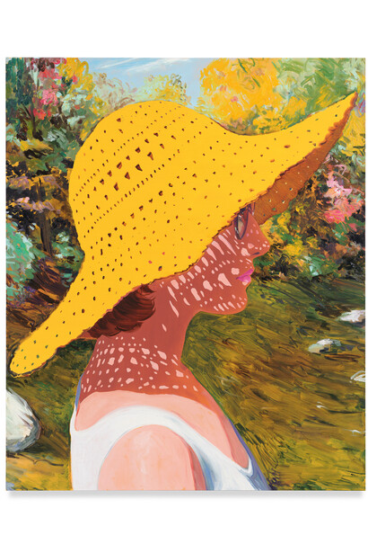 Sebastian Blanck, Isca (Sun Hat Profile), 2021, oil on linen, 72 x 60 inches, signed, titled and dated (verso). Courtesy the artist and Miles McEnery, NYC