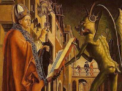 «San Agustín y el Diablo», Michael Pacher (1471 - 75)