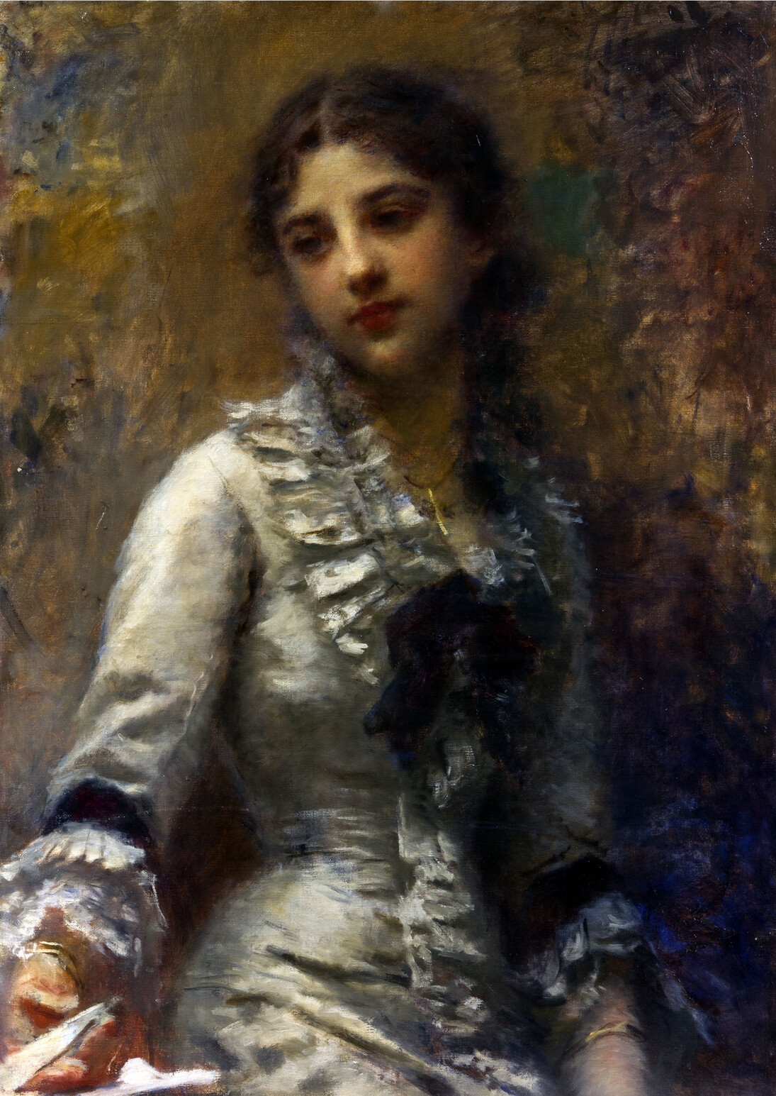 Daniele Ranzoni, Ritratto di giovinetta, olio su tela, 95 x 60 cm