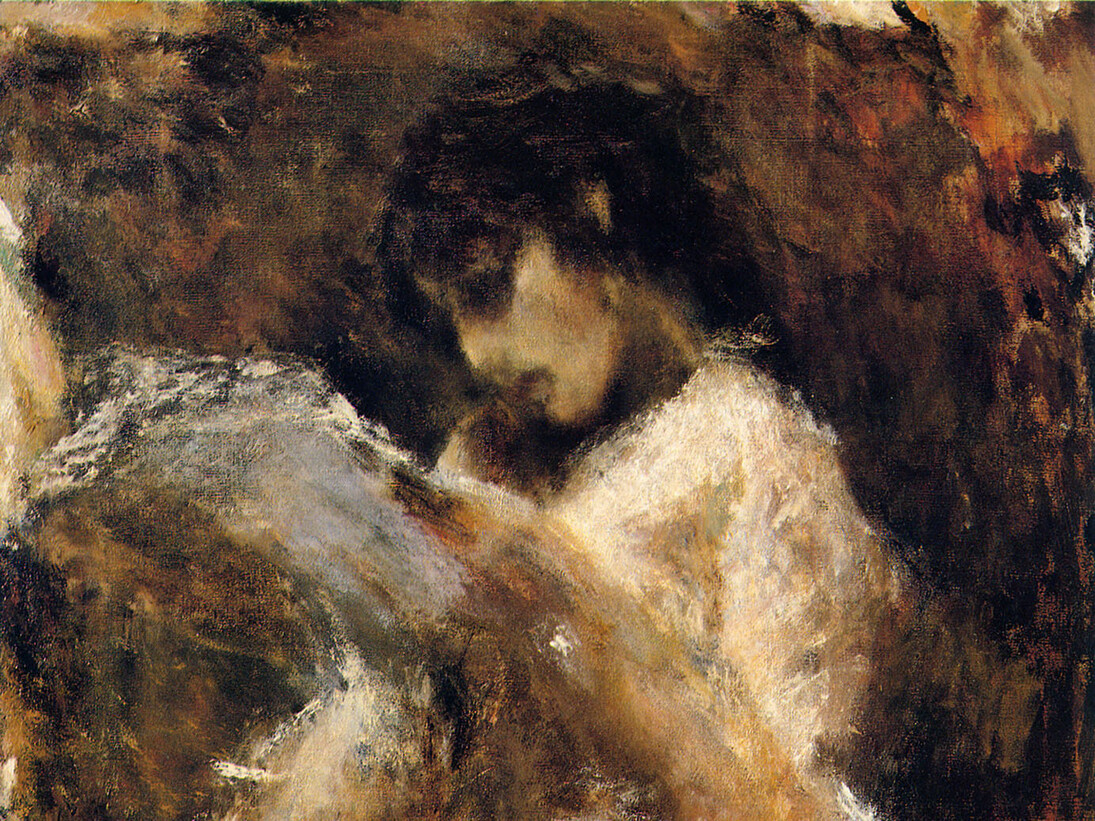 Tranquillo Cremona, La lettrice, dettaglio, 1873-1878, olio su tela, 105 x 85 cm