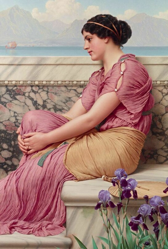 Godward, La lontananza avvicina i cuori, 1912, Olio su tela,130,5 x 80 cm, Messico, Collezione Pérez Simón, © Studio Sebert Photographes