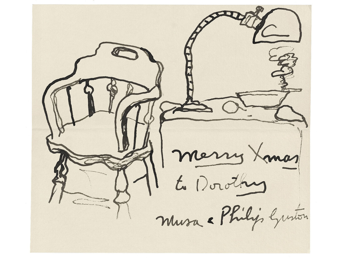 Philip Guston (1913–1980), To Dorothy Miller, ca. 1972, Watercolor, Dorothy C. Miller papers, ca. 1912–92, Archives of American Art, Smithsonian Institution, © 2014 The Estate of Philip Guston