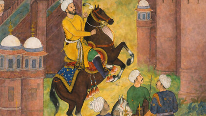 Babur depicted in a miniature illustration from the Bāburnāma, his autobiographical chronicle