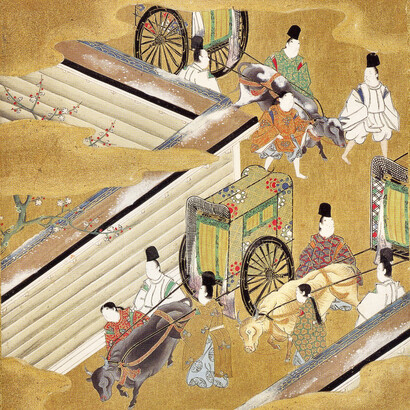 Illustrazione del capitolo 42, – 匂宮 Niō no Miya ("Il principe profumato"). Attribuita a Tosa Mitsuoki (1617–1691)
