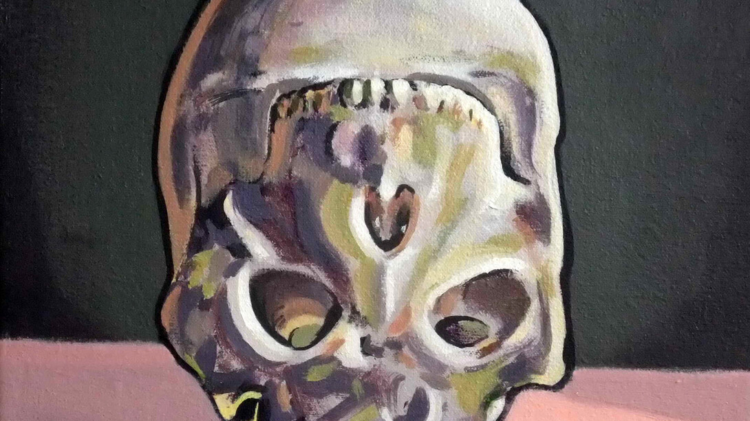Darren Coffield, Skull, acrylic on canvas 