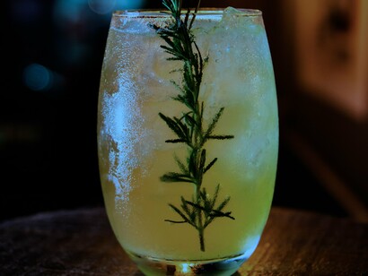 Orange cocktail with herb